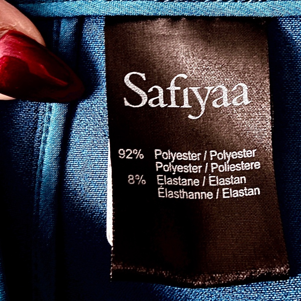 Safiyaa Turquoise Blue Wide Leg Trousers Size 6 38 UK 10 Stretch Flat Front Pant - Picture 15 of 17